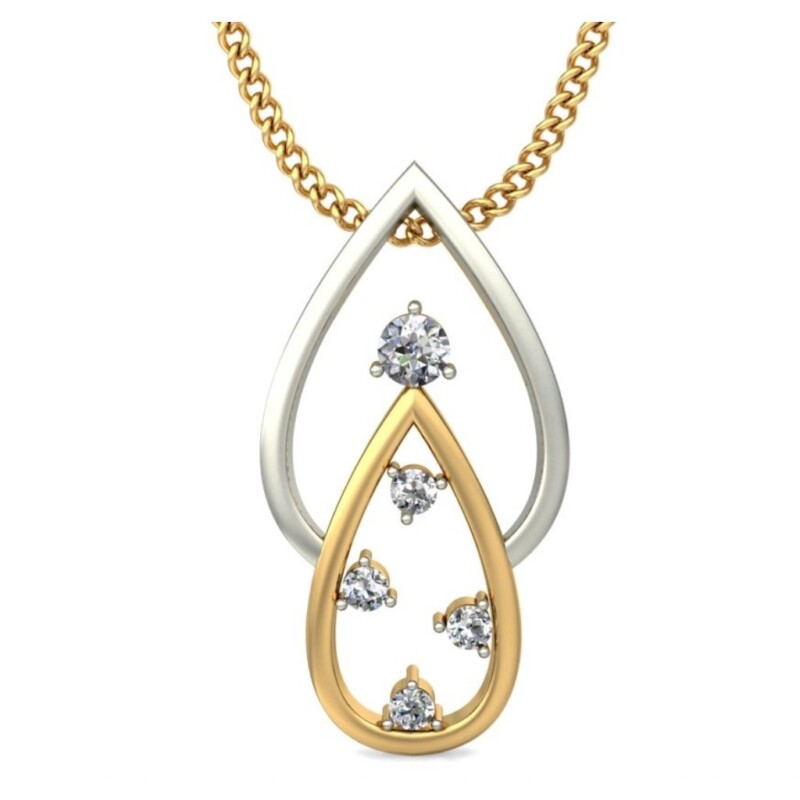 IGI Certified Natural Diamond Design Pendant 14K/18K Fine Yellow & white Gold