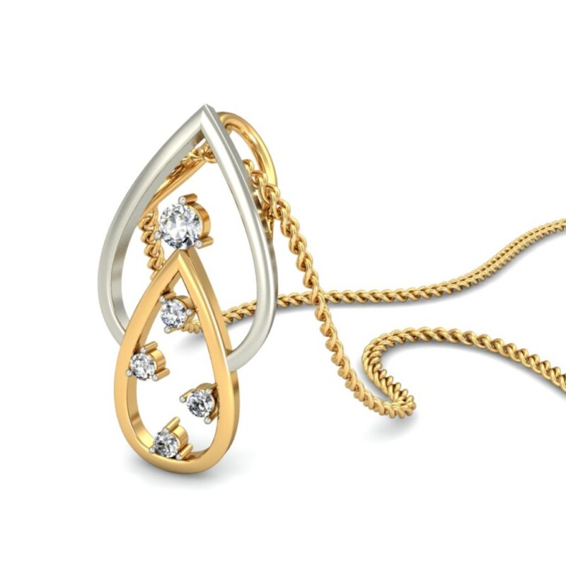 IGI Certified Natural Diamond Design Pendant 14K/18K Fine Yellow & white Gold
