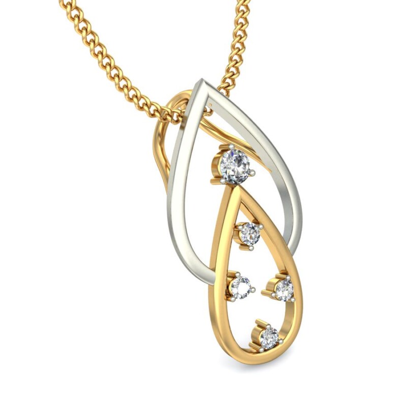 IGI Certified Natural Diamond Design Pendant 14K/18K Fine Yellow & white Gold