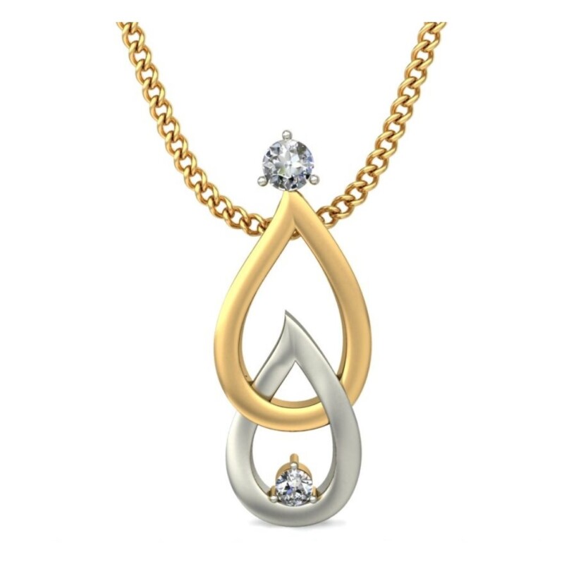 IGI Certified Natural Diamond Design Pendant 14K/18K Fine Yellow & white Gold