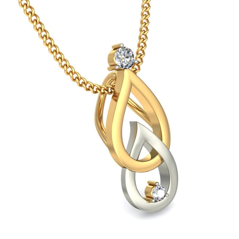 IGI Certified Natural Diamond Design Pendant 14K/18K Fine Yellow & white Gold