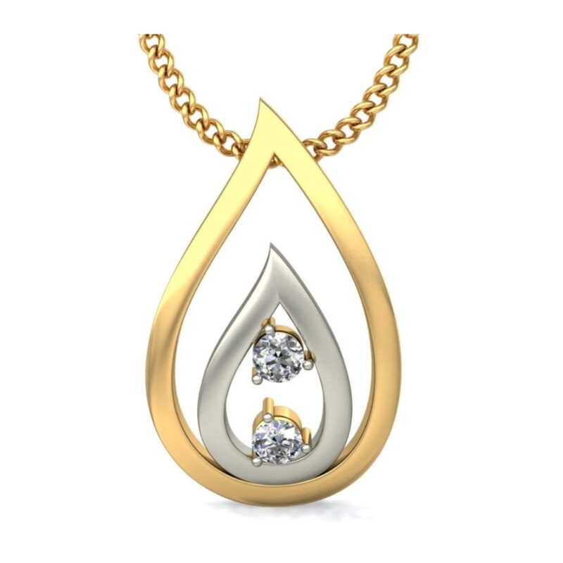 IGI Certified Natural Diamond Design Pendant 14K/18K Fine Yellow & white Gold