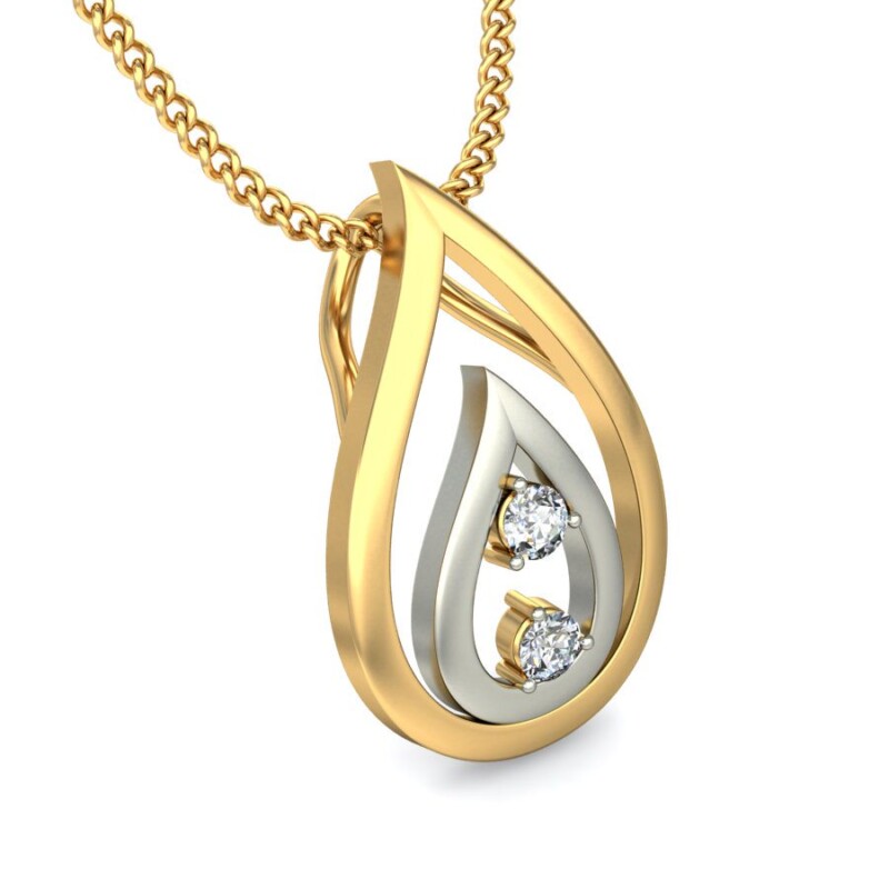 IGI Certified Natural Diamond Design Pendant 14K/18K Fine Yellow & white Gold