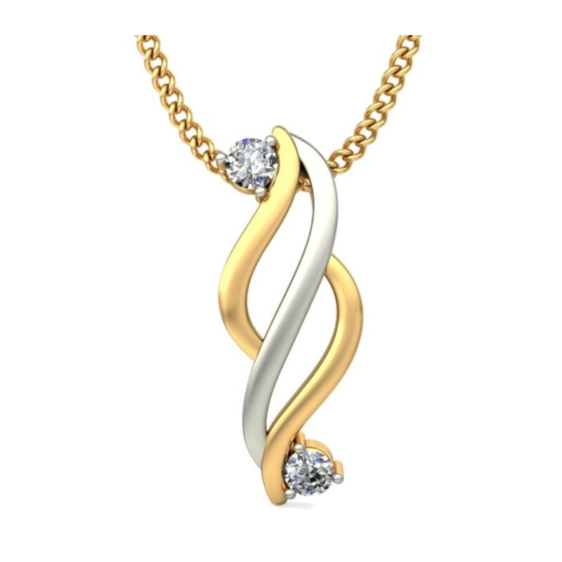 IGI Certified Natural Diamond Design Pendant 14K/18K Fine Yellow & white Gold