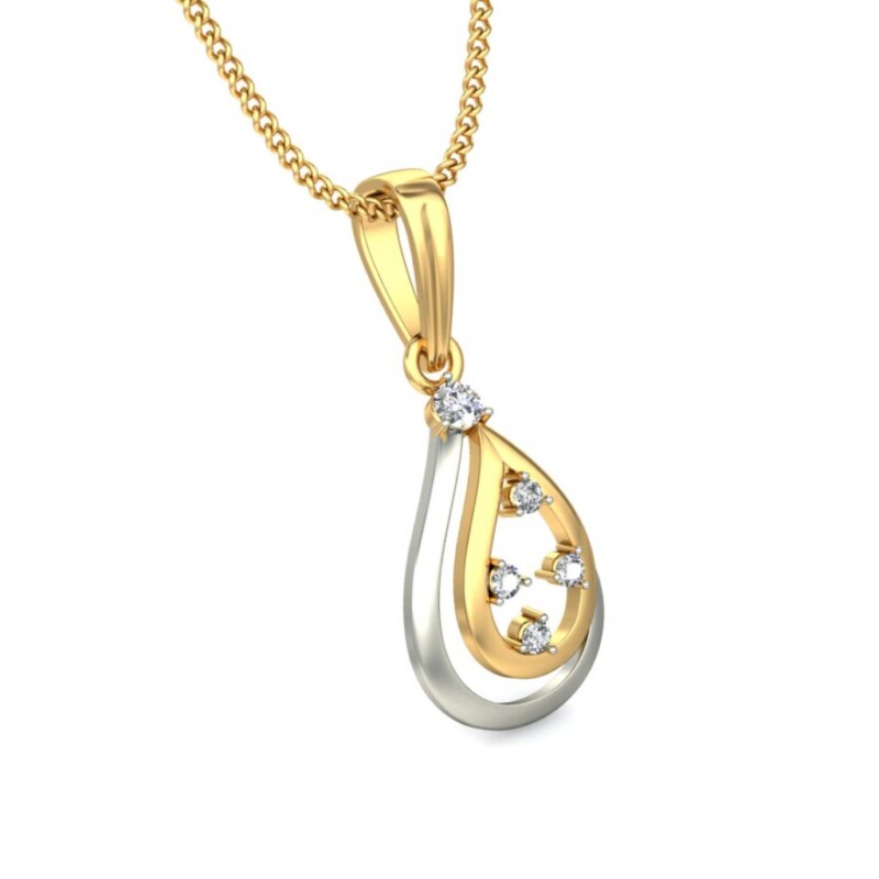 IGI Certified Natural Diamond Design Pendant 14K/18K Fine Yellow & white Gold