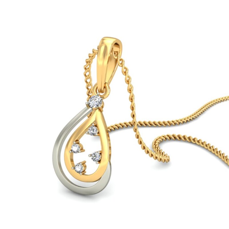 IGI Certified Natural Diamond Design Pendant 14K/18K Fine Yellow & white Gold