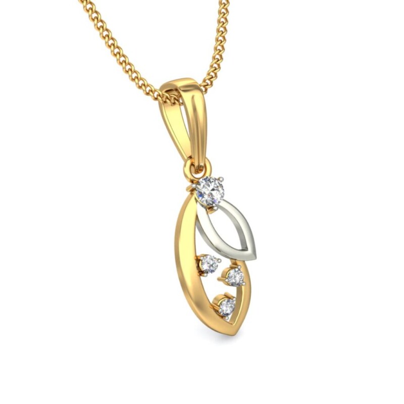 IGI Certified Natural Diamond Design Pendant 14K/18K Fine Yellow & white Gold