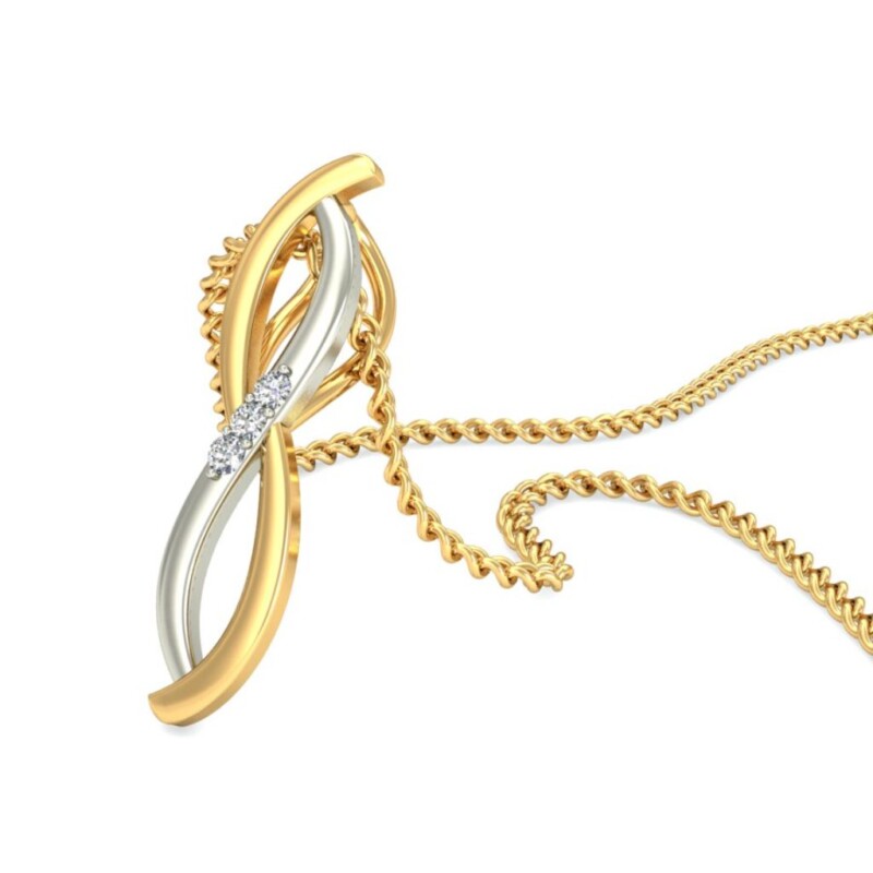 IGI Certified Natural Diamond Design Pendant 14K/18K Fine Yellow & white Gold