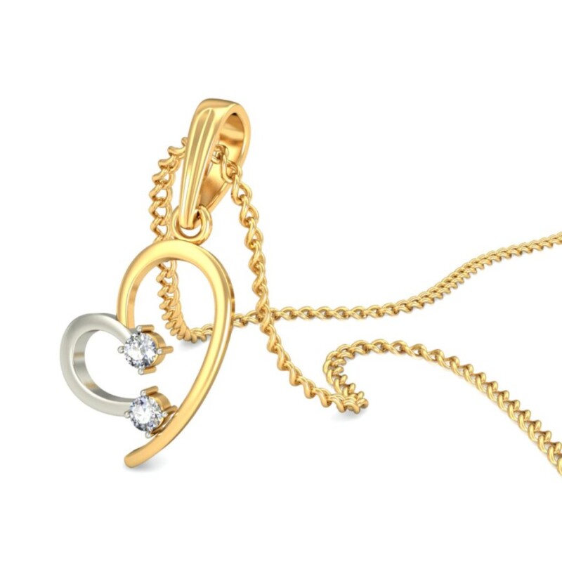 IGI Certified Natural Diamond Design Pendant 14K/18K Fine Yellow & white Gold