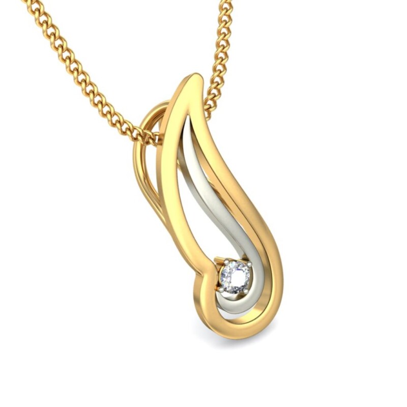 IGI Certified Natural Diamond Design Pendant 14K/18K Fine Yellow & white Gold