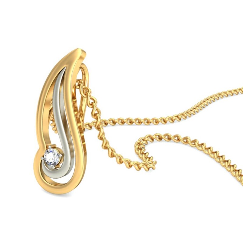 IGI Certified Natural Diamond Design Pendant 14K/18K Fine Yellow & white Gold