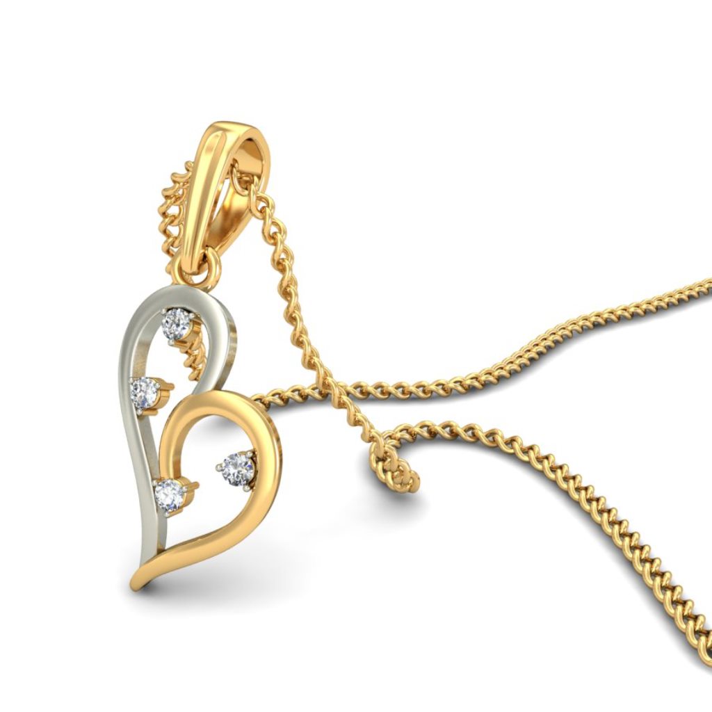 IGI Certified Natural Diamond Design Pendant 14K/18K Fine Yellow & white Gold
