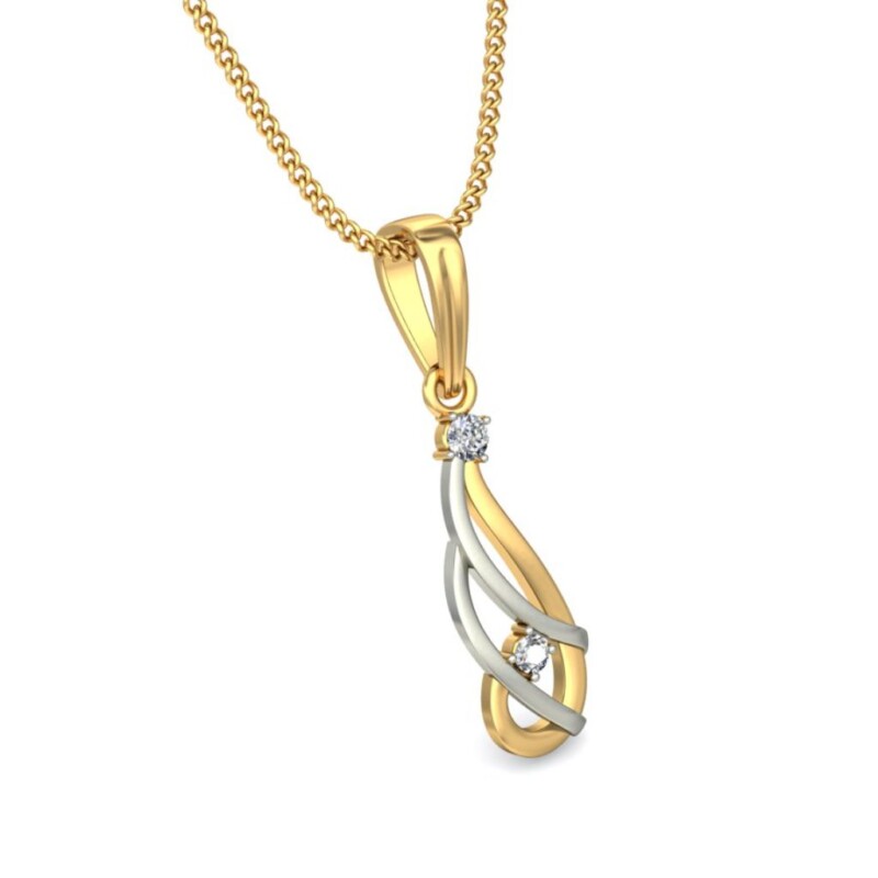 IGI Certified Natural Diamond Design Pendant 14K/18K Fine Yellow & white Gold