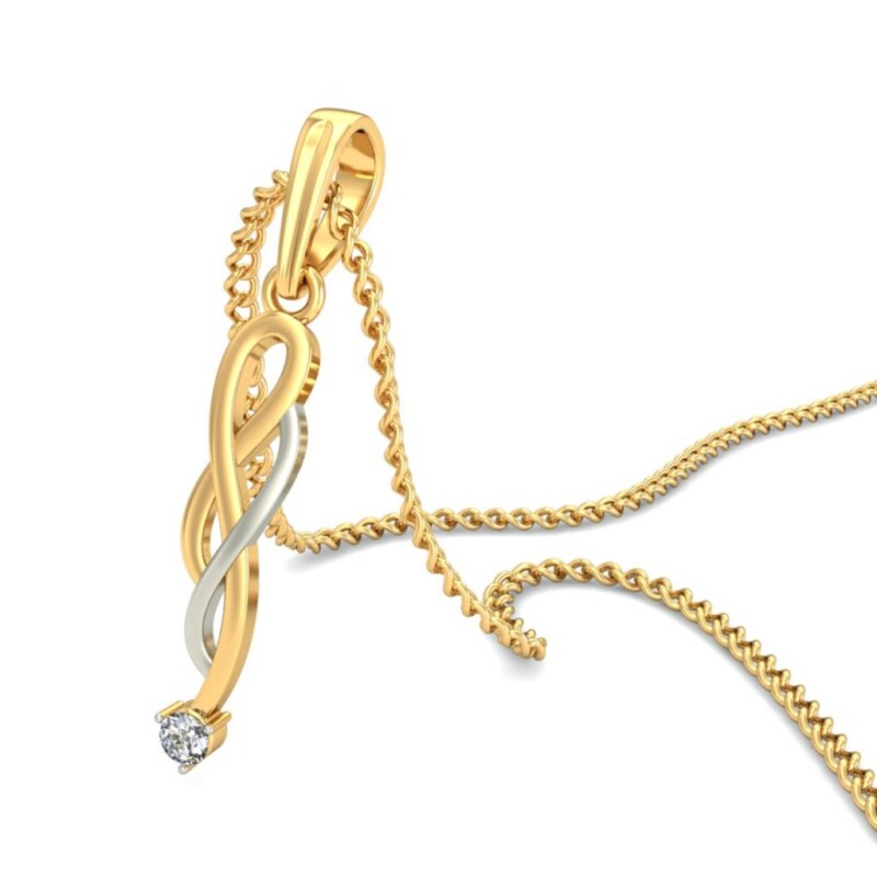 IGI Certified Natural Diamond Design Pendant 14K/18K Fine Yellow & white Gold