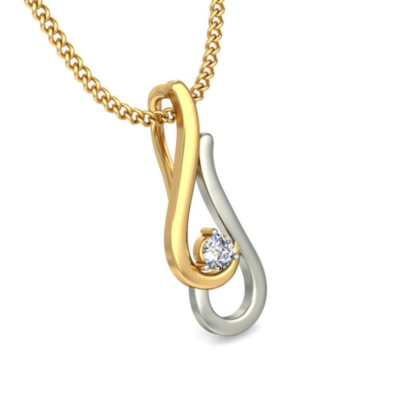 IGI Certified Natural Diamond Design Pendant 14K/18K Fine Yellow & white Gold