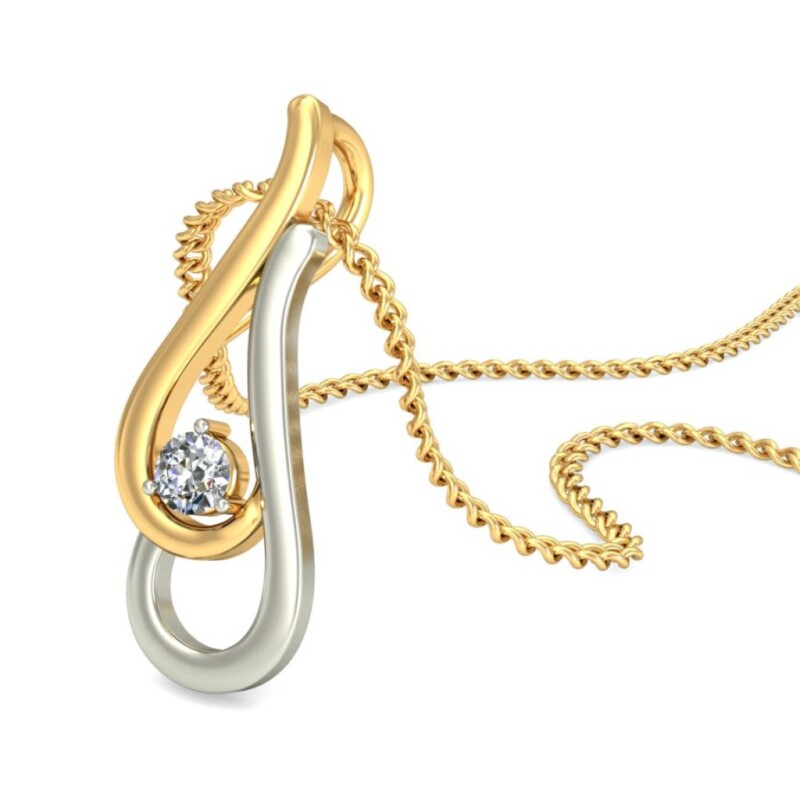 IGI Certified Natural Diamond Design Pendant 14K/18K Fine Yellow & white Gold