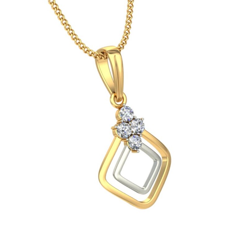 IGI Certified Natural Diamond Design Pendant 14K/18K Fine Yellow & white Gold