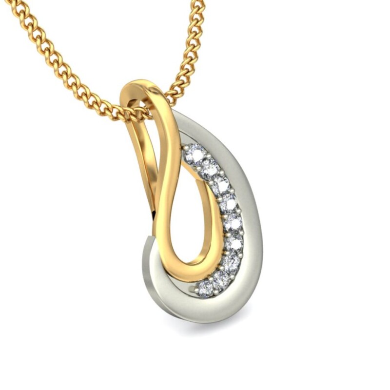 IGI Certified Natural Diamond Design Pendant 14K/18K Fine Yellow & white Gold