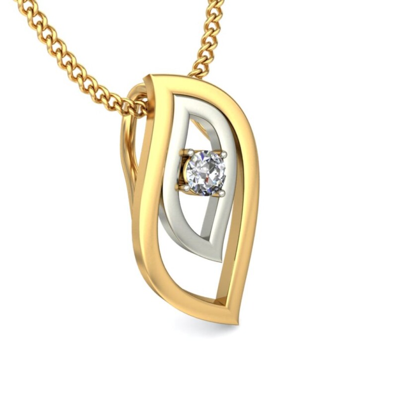 IGI Certified Natural Diamond Design Pendant 14K/18K Fine Yellow & white Gold