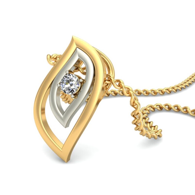 IGI Certified Natural Diamond Design Pendant 14K/18K Fine Yellow & white Gold