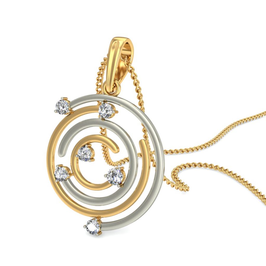 IGI Certified Natural Diamond Design Pendant 14K/18K Fine Yellow & white Gold