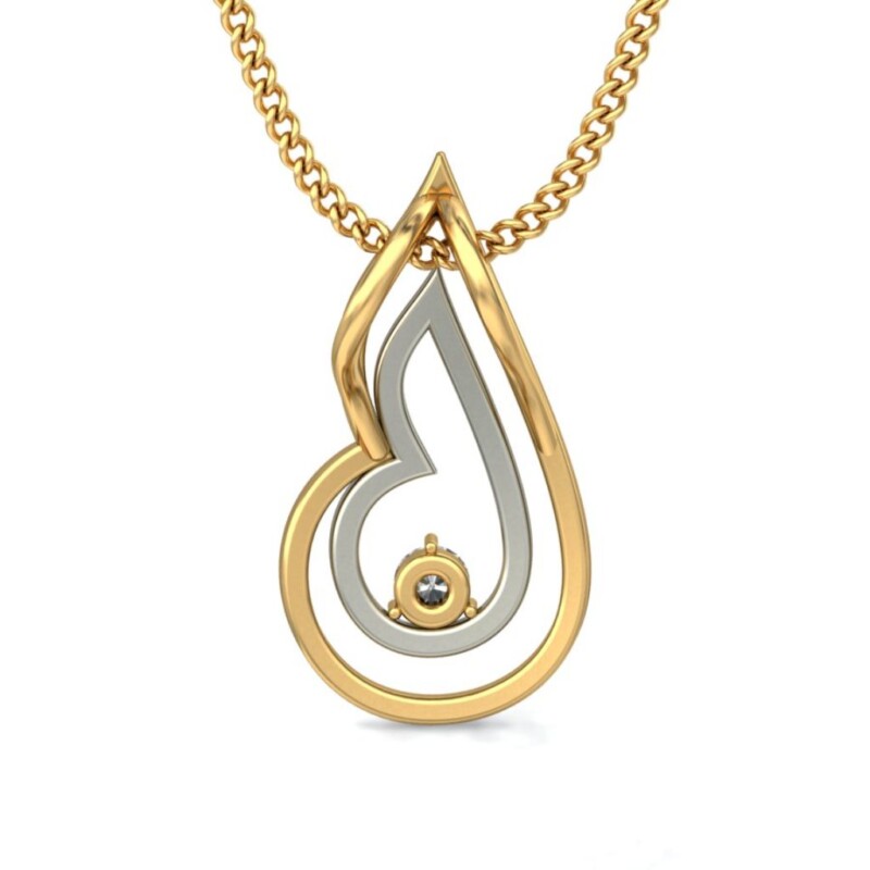 IGI Certified Natural Diamond Design Pendant 14K/18K Fine Yellow & white Gold