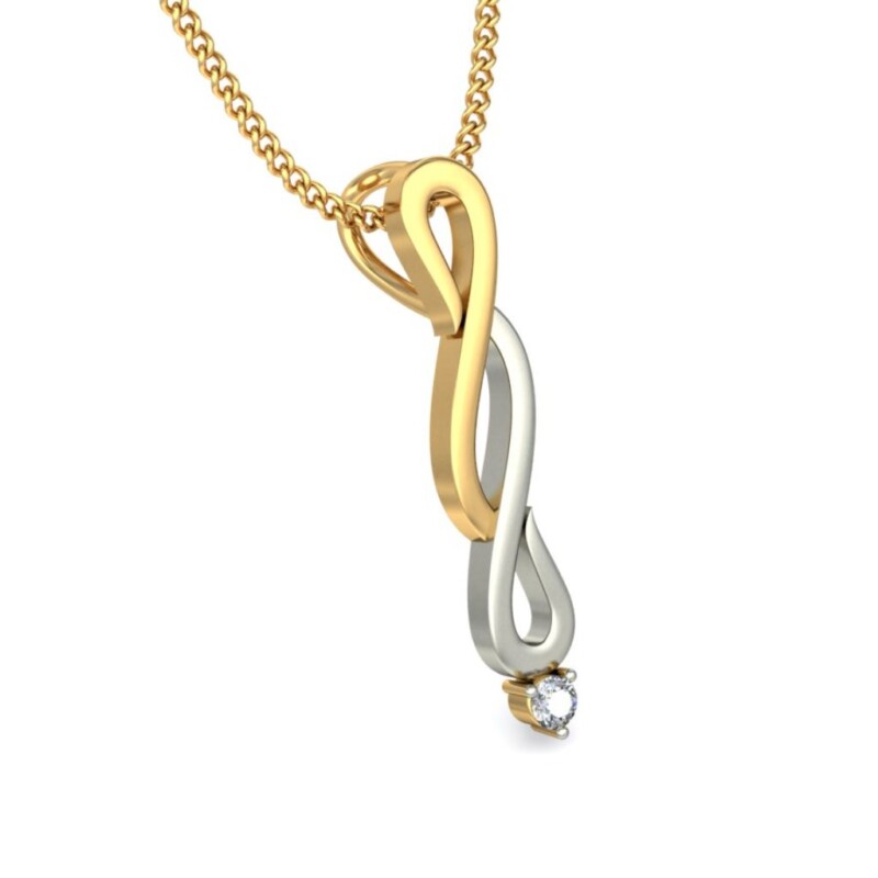 IGI Certified Natural Diamond Design Pendant 14K/18K Fine Yellow & white Gold