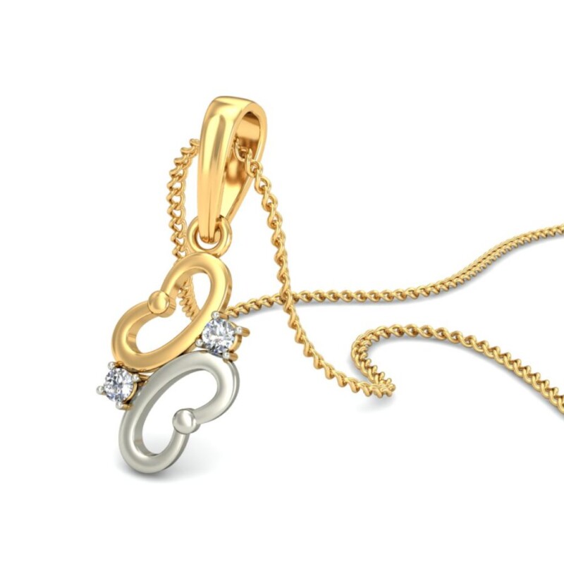 IGI Certified Natural Diamond Design Pendant 14K/18K Fine Yellow & white Gold