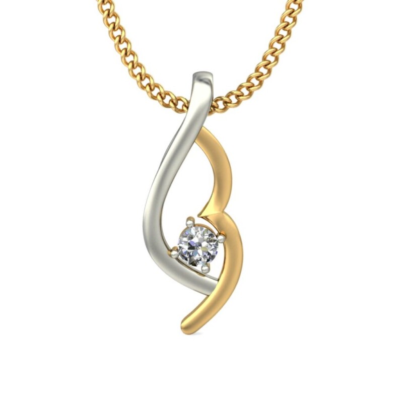 IGI Certified Natural Diamond Design Pendant 14K/18K Fine Yellow & white Gold