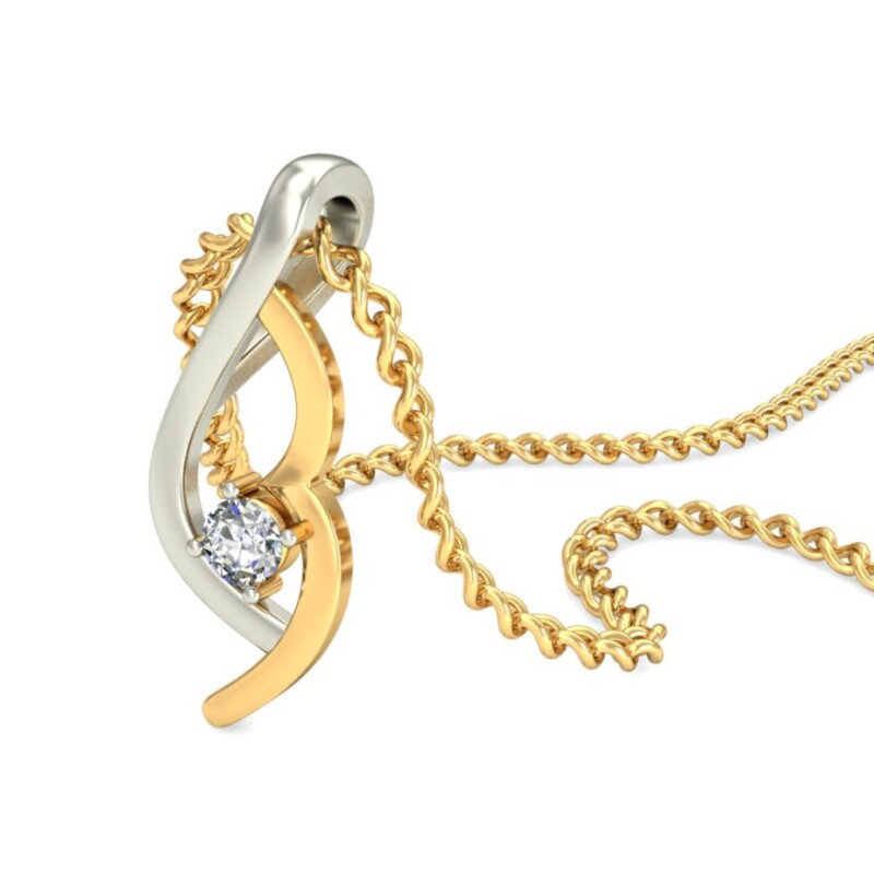 IGI Certified Natural Diamond Design Pendant 14K/18K Fine Yellow & white Gold