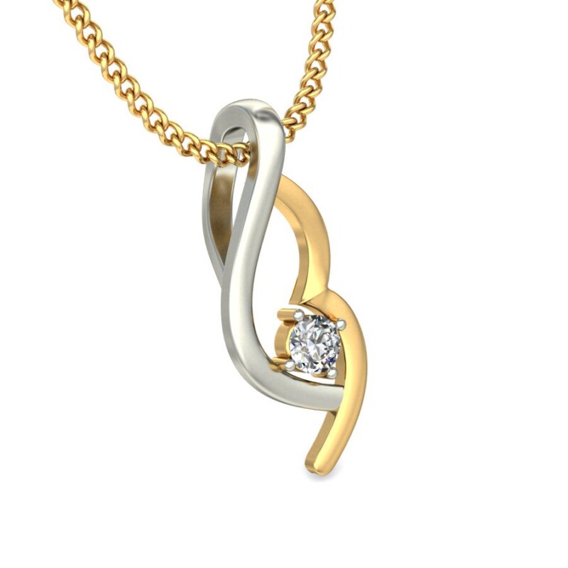 IGI Certified Natural Diamond Design Pendant 14K/18K Fine Yellow & white Gold
