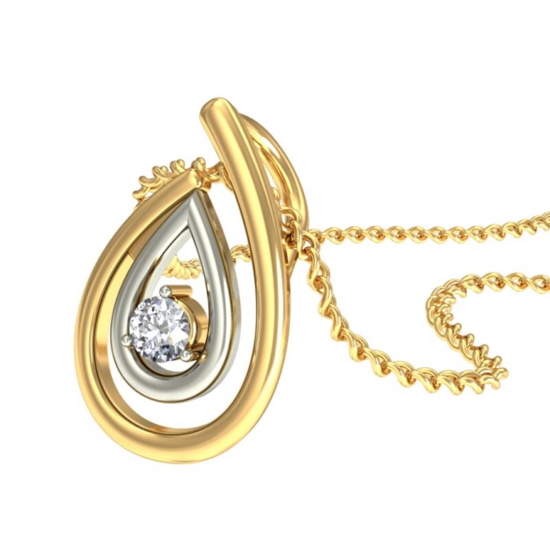 IGI Certified Natural Diamond Design Pendant 14K/18K Fine Yellow & white Gold