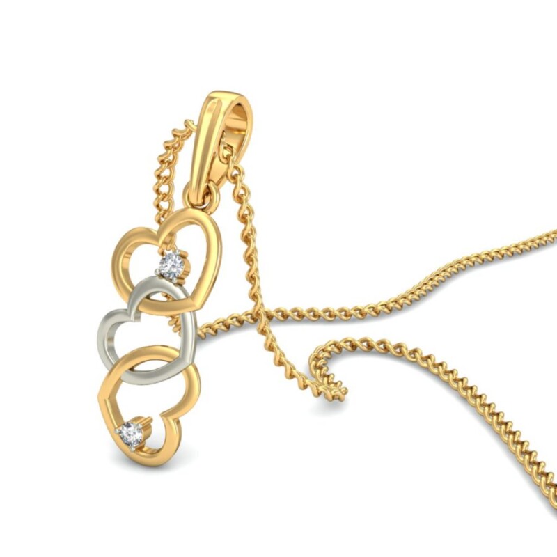 IGI Certified Natural Diamond Design Pendant 14K/18K Fine Yellow & white Gold