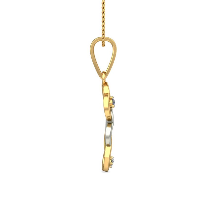 IGI Certified Natural Diamond Design Pendant 14K/18K Fine Yellow & white Gold