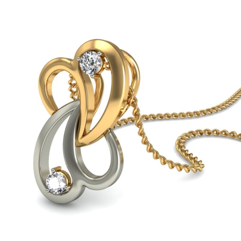 IGI Certified Natural Diamond Design Pendant 14K/18K Fine Yellow & white Gold