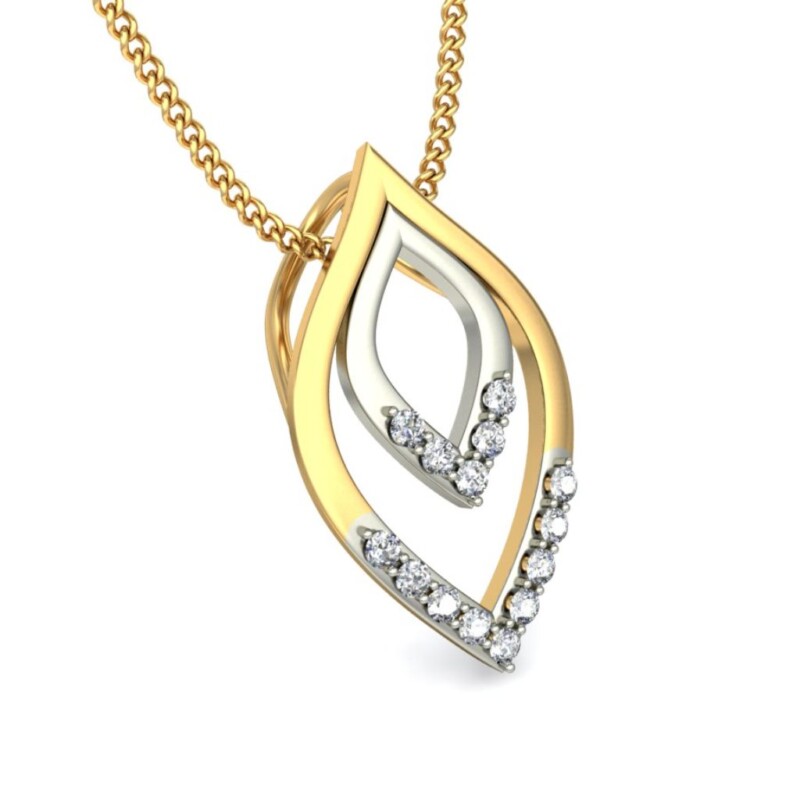 IGI Certified Natural Diamond Design Pendant 14K/18K Fine Yellow & white Gold