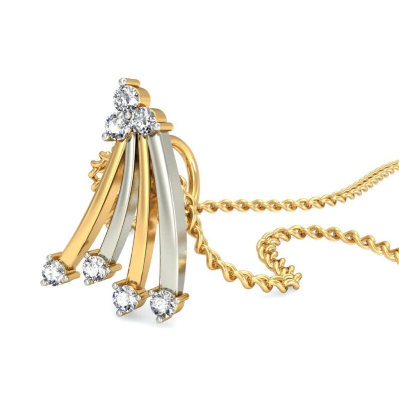 IGI Certified Natural Diamond Design Pendant 14K/18K Fine Yellow & white Gold