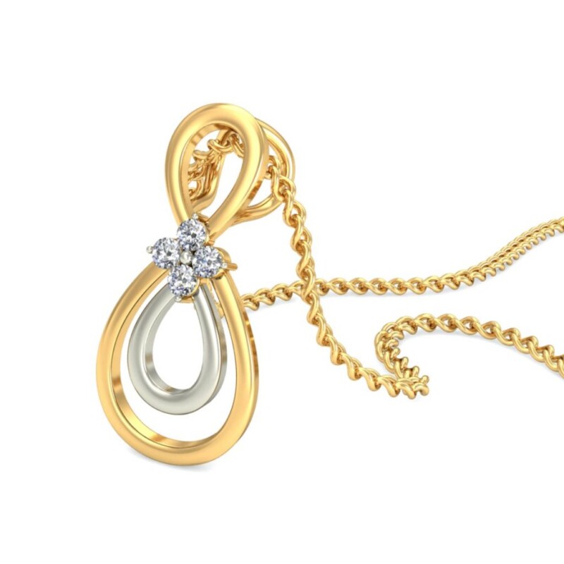 IGI Certified Natural Diamond Design Pendant 14K/18K Fine Yellow & white Gold