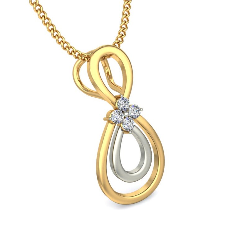 IGI Certified Natural Diamond Design Pendant 14K/18K Fine Yellow & white Gold
