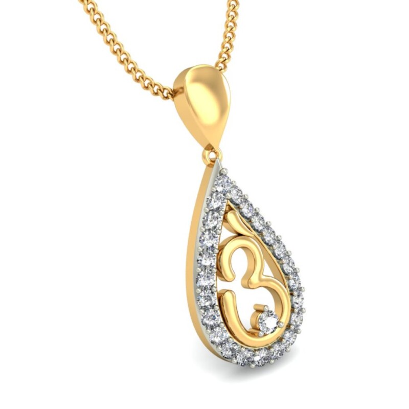 IGI Certified Natural Diamond Design Pendant 14K/18K Fine Yellow & white Gold