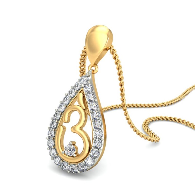 IGI Certified Natural Diamond Design Pendant 14K/18K Fine Yellow & white Gold