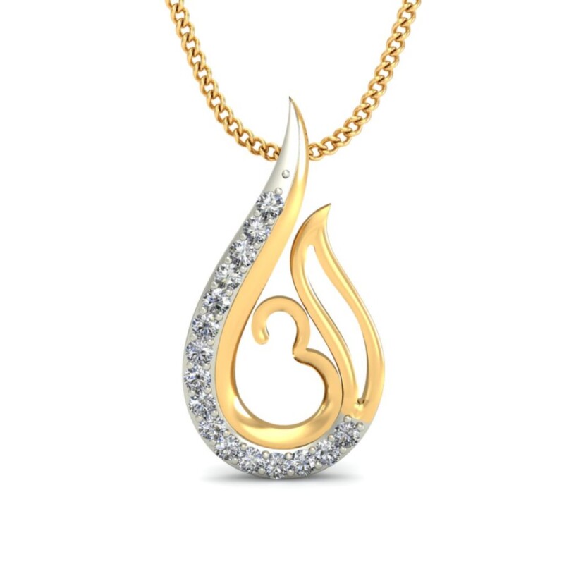 IGI Certified Natural Diamond Design Pendant 14K/18K Fine Yellow & white Gold