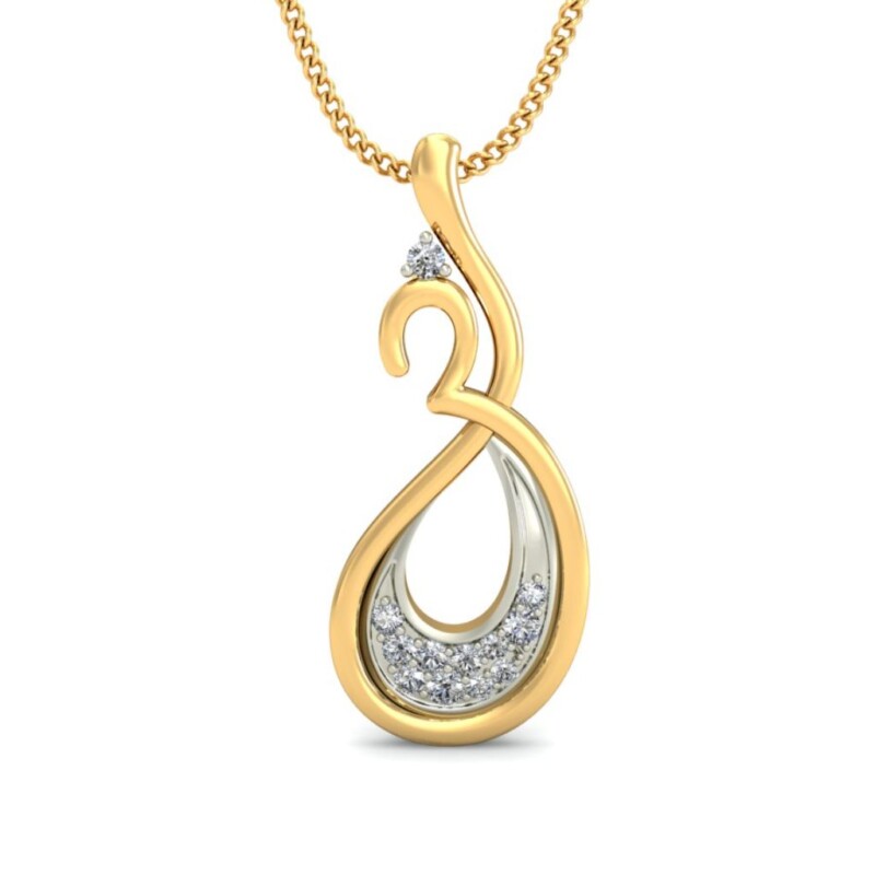 IGI Certified Natural Diamond Design Pendant 14K/18K Fine Yellow & white Gold