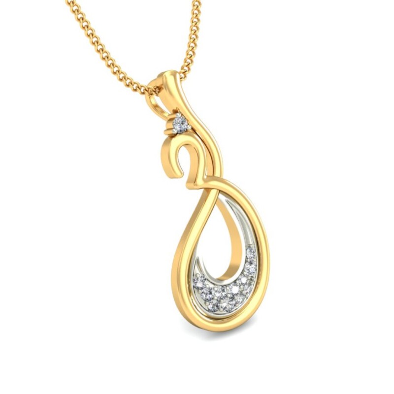 IGI Certified Natural Diamond Design Pendant 14K/18K Fine Yellow & white Gold