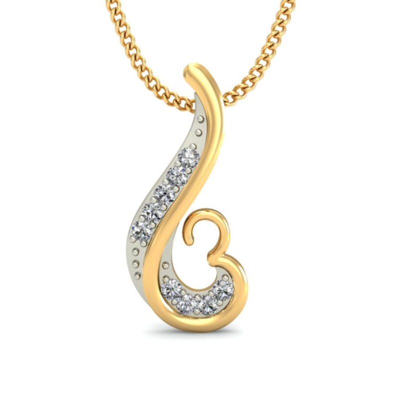 IGI Certified Natural Diamond Design Pendant 14K/18K Fine Yellow & white Gold