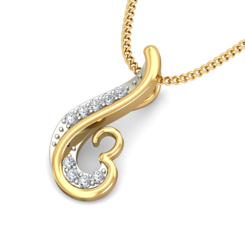 IGI Certified Natural Diamond Design Pendant 14K/18K Fine Yellow & white Gold