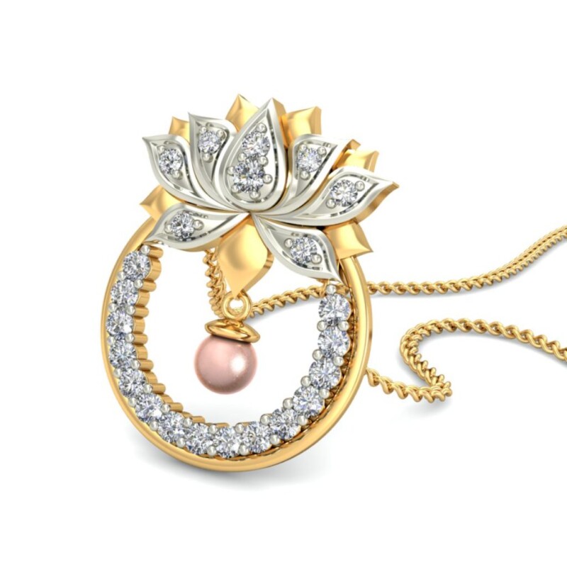 IGI Certified Natural Diamond Design Pendant 14K/18K Fine Yellow & white Gold