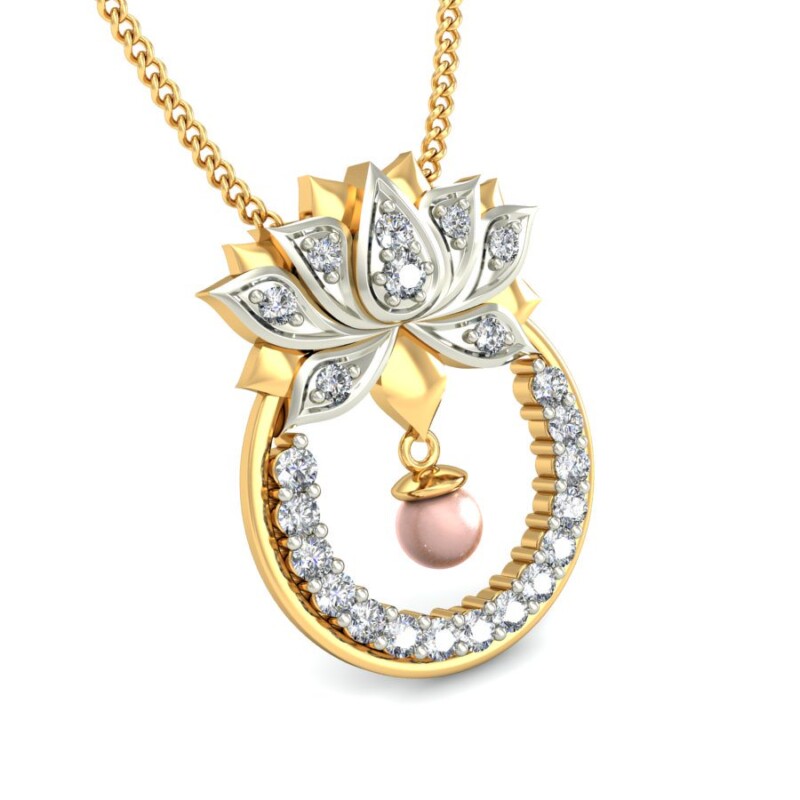 IGI Certified Natural Diamond Design Pendant 14K/18K Fine Yellow & white Gold
