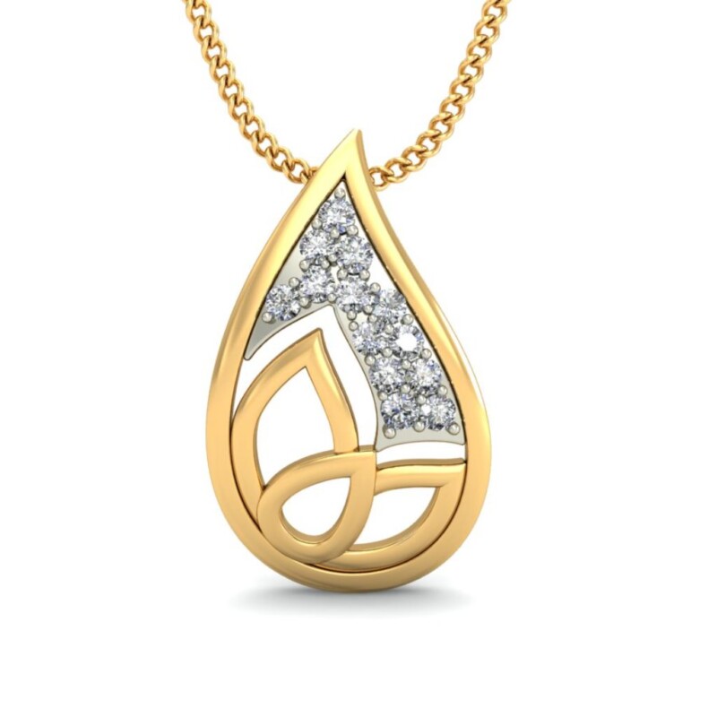 IGI Certified Natural Diamond Design Pendant 14K/18K Fine Yellow & white Gold