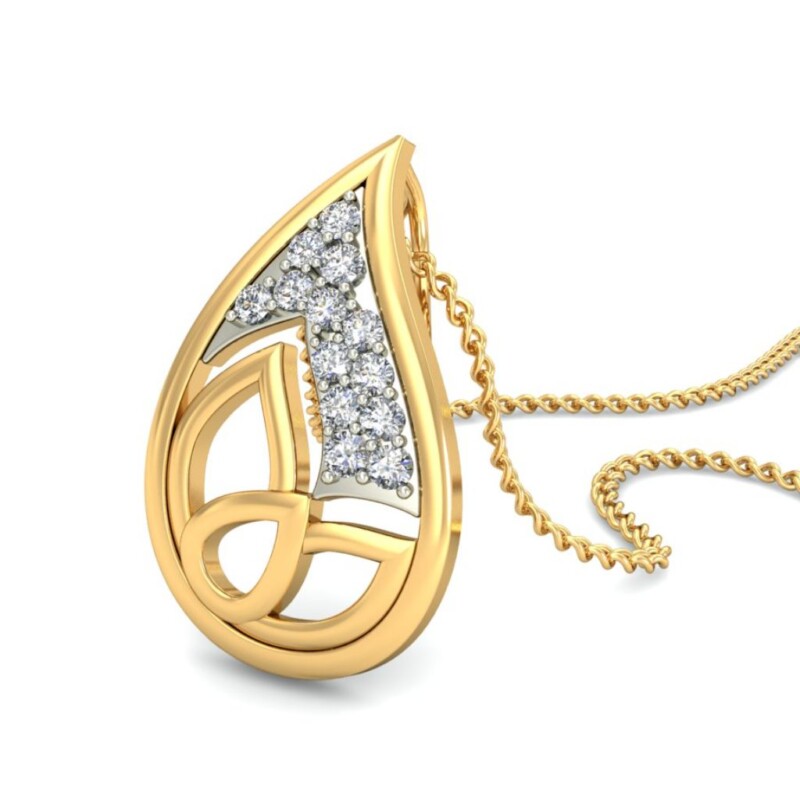 IGI Certified Natural Diamond Design Pendant 14K/18K Fine Yellow & white Gold